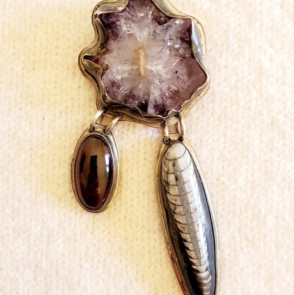 STEVE WOLF Silver & Stone Pendant/Brooch